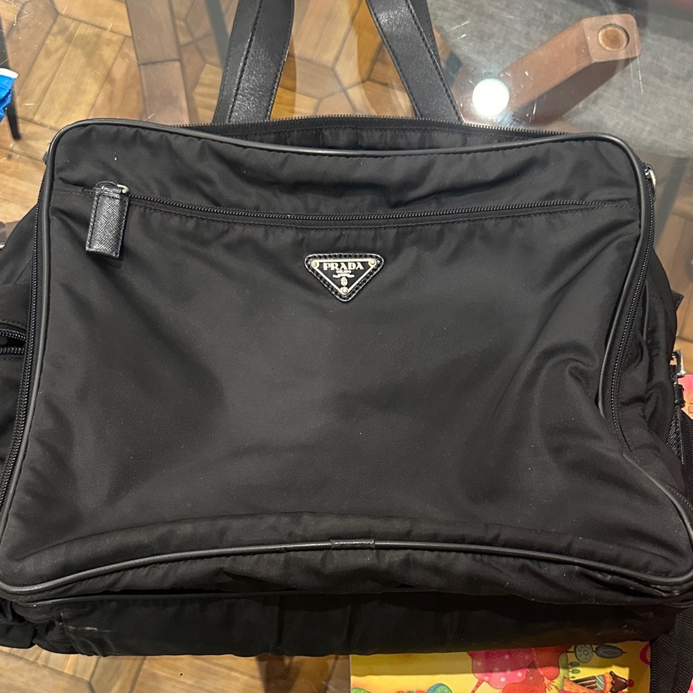 Authentic Well Loved Prada Black Diaper Bag from 90s